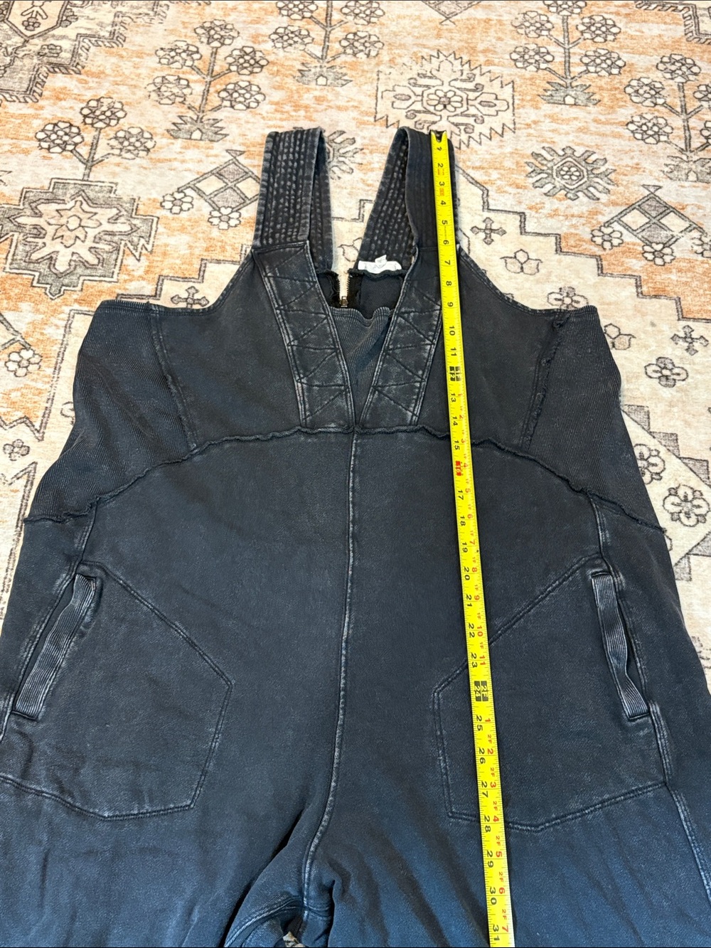EASEL L charcoal washed terry knit sleeveless jumpsuit, oversized and wide leg - Picture 7 of 12